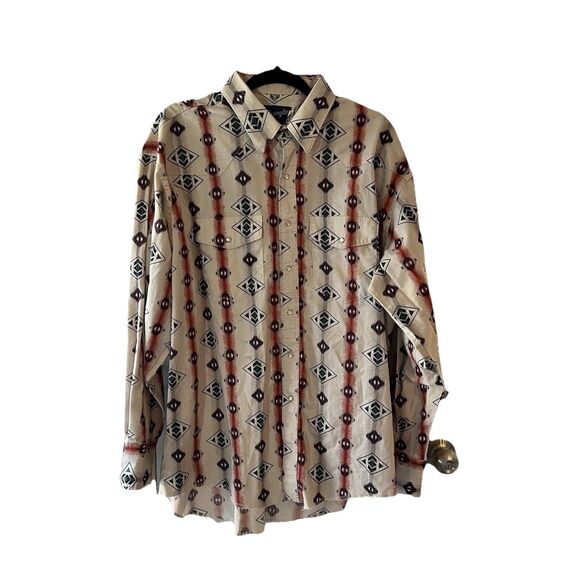 Wrangler Men’s Shirt Pearl Snap 2XL Aztec Button Up - Picture 1 of 6